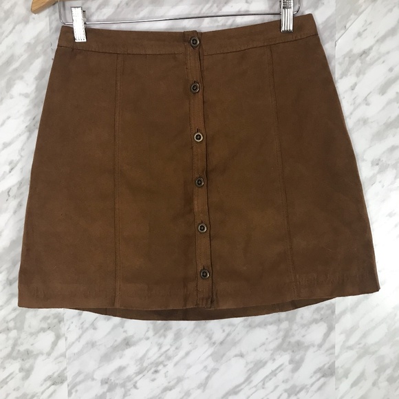 Hollister Faux Suede A-Line Skirt Brown Size 5 - Picture 2 of 5